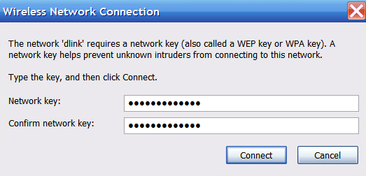 Entering WPA key - Windows