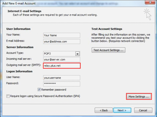 Update the 'Outgoing mail server'.