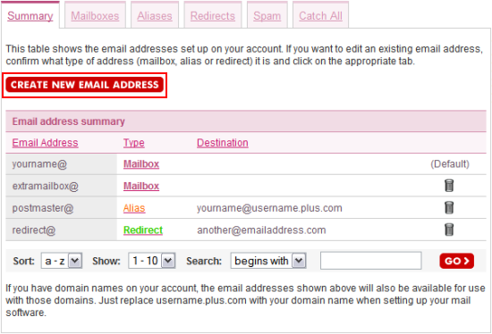 Click Create new email address.