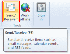 Click the Send/Receive button (it's at the top left side of the Outlook 2010 window as shown in the image below) and your email will be downloaded to your Inbox.