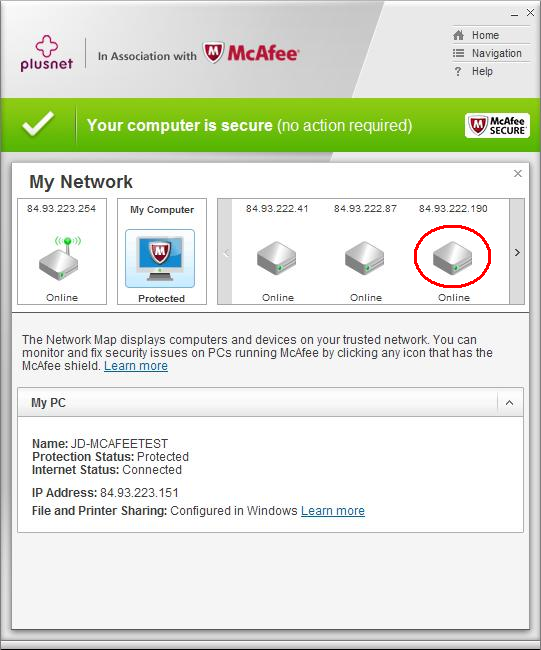 McAfee My Home Network trusted pc