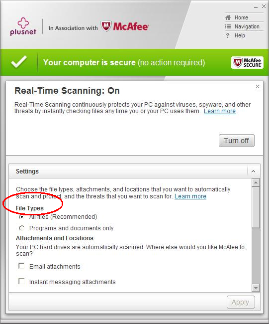 Real-Time Scanning file types