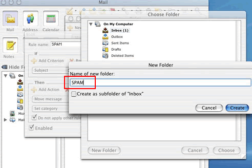 Entourage - Rules - Name New Folder