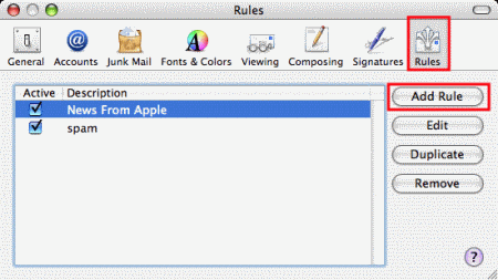 Mac Mail - Preferences - Rules