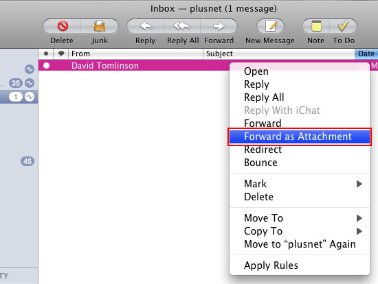Mac Mail - Forwarding as attachment