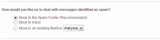 Choose what to do with SPAM