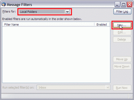 Thunderbird - Message Filters - New