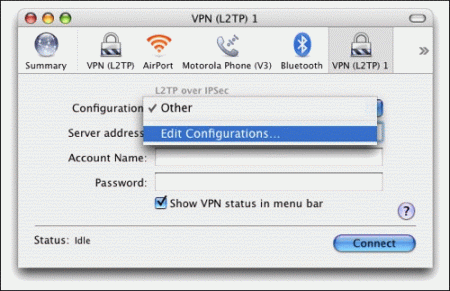 Internet Connect VPN Setup Edit Configuration