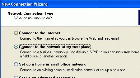 New connection wizard